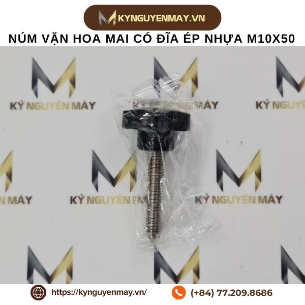 Núm vặn hoa mai có đĩa ép M8, M10, M12 - Núm nhựa và ren inox