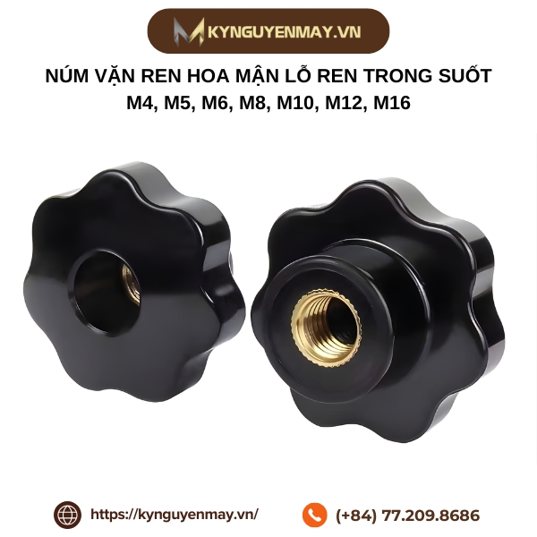 Núm vặn ren hoa mận lỗ ren trong suốt M4, M5, M6, M8, M10, M12, M16