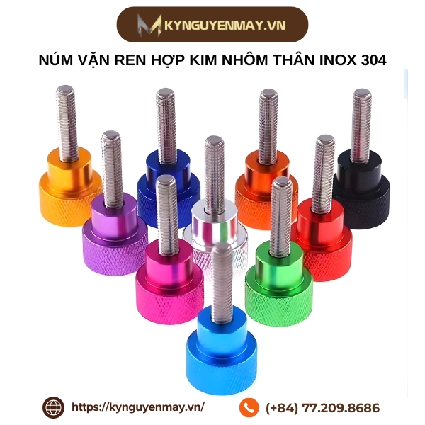 Núm vặn ren hợp kim nhôm thân inox 304
