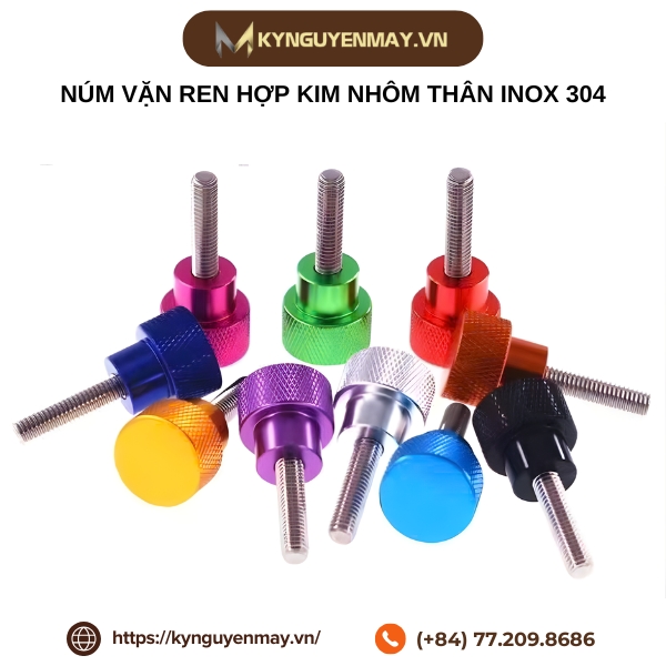 Núm vặn ren hợp kim nhôm thân inox 304