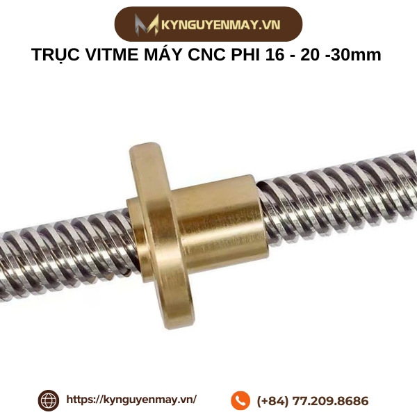 Trục vitme máy CNC ren thang công nghiệp phi 16 - 20 - 30mm