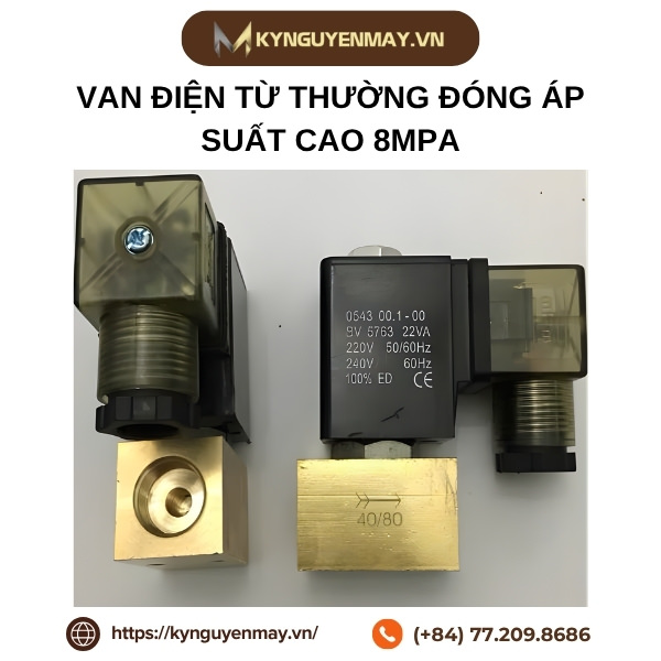 Van điện từ thường đóng áp suất cao 8Mpa