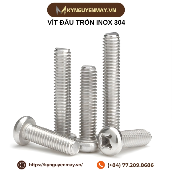 Vít đầu tròn inox 304