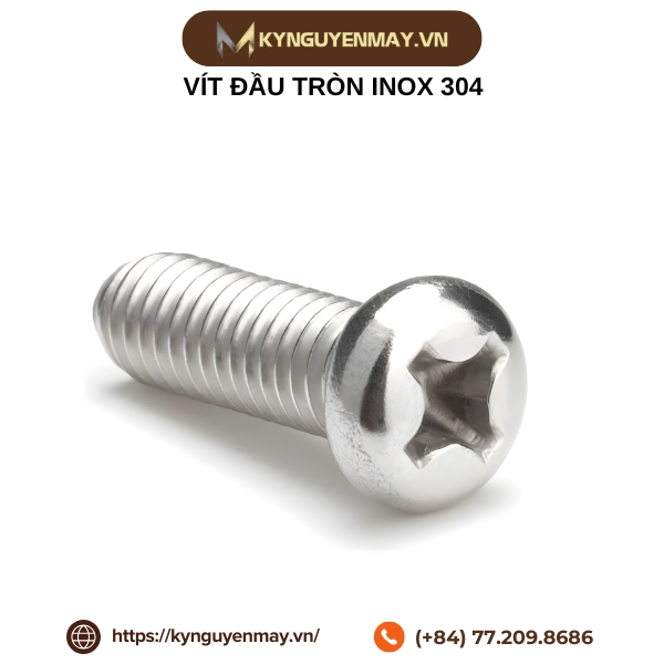 Vít đầu tròn inox 304