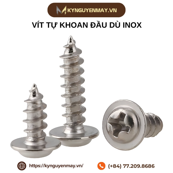 Vít tự khoan đầu dù inox