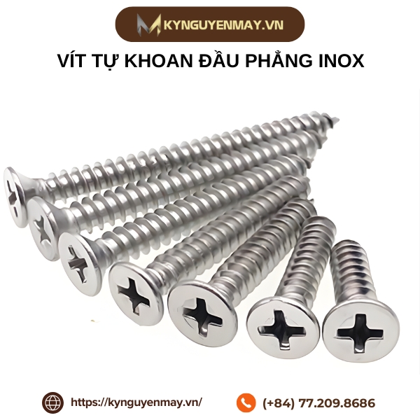 Vít tự khoan đầu phẳng inox