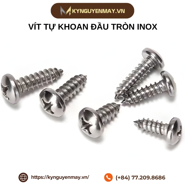 Vít tự khoan đầu tròn inox