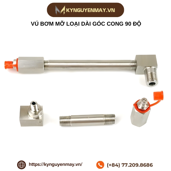 Vú bơm mỡ loại dài góc cong 90 độ