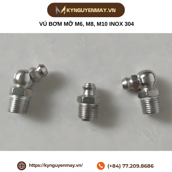 Vú bơm mỡ M6, M8, M10 inox 304