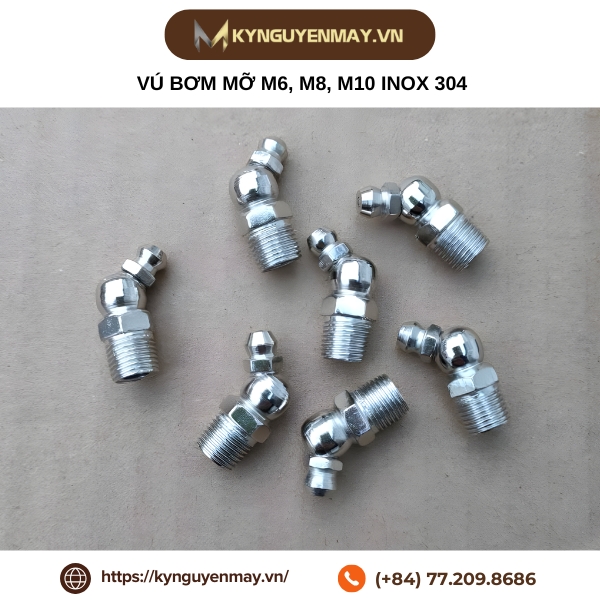 Vú bơm mỡ M6, M8, M10 inox 304