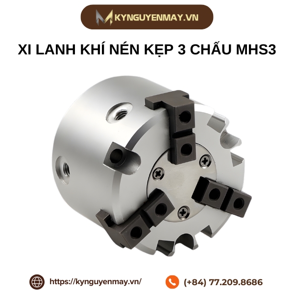 Xi lanh khí nén kẹp 3 chấu MHS3 16D, 20D, 25D, 32D, 40D, 50D, 63D
