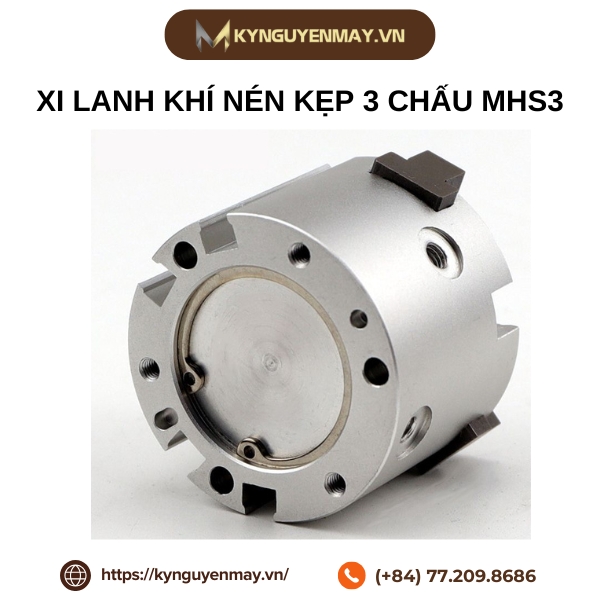 Xi lanh khí nén kẹp 3 chấu MHS3 16D, 20D, 25D, 32D, 40D, 50D, 63D
