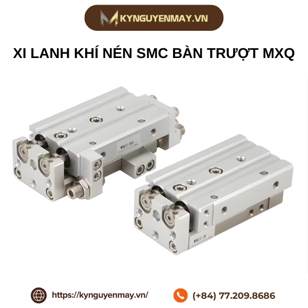 Xi lanh khí SMC bàn trượt MXQ6, MXQ8, MXQ12, MXQ16, MXQ20, MXQ25