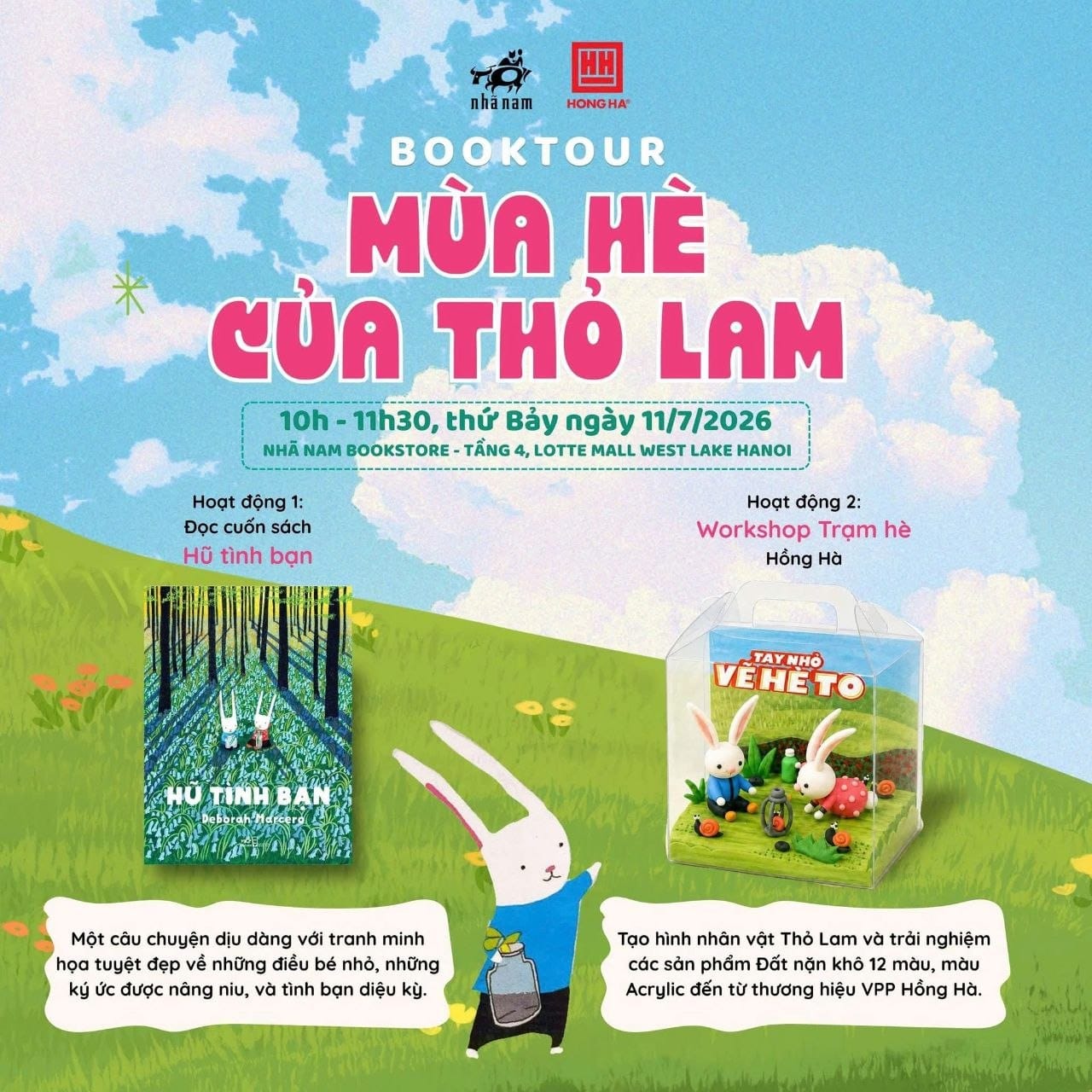 Booktour Mùa hè của Thỏ Lam: Đọc Hũ Tình Bạn và nặn Thỏ Lam tại Nhã Nam Lotte Mall