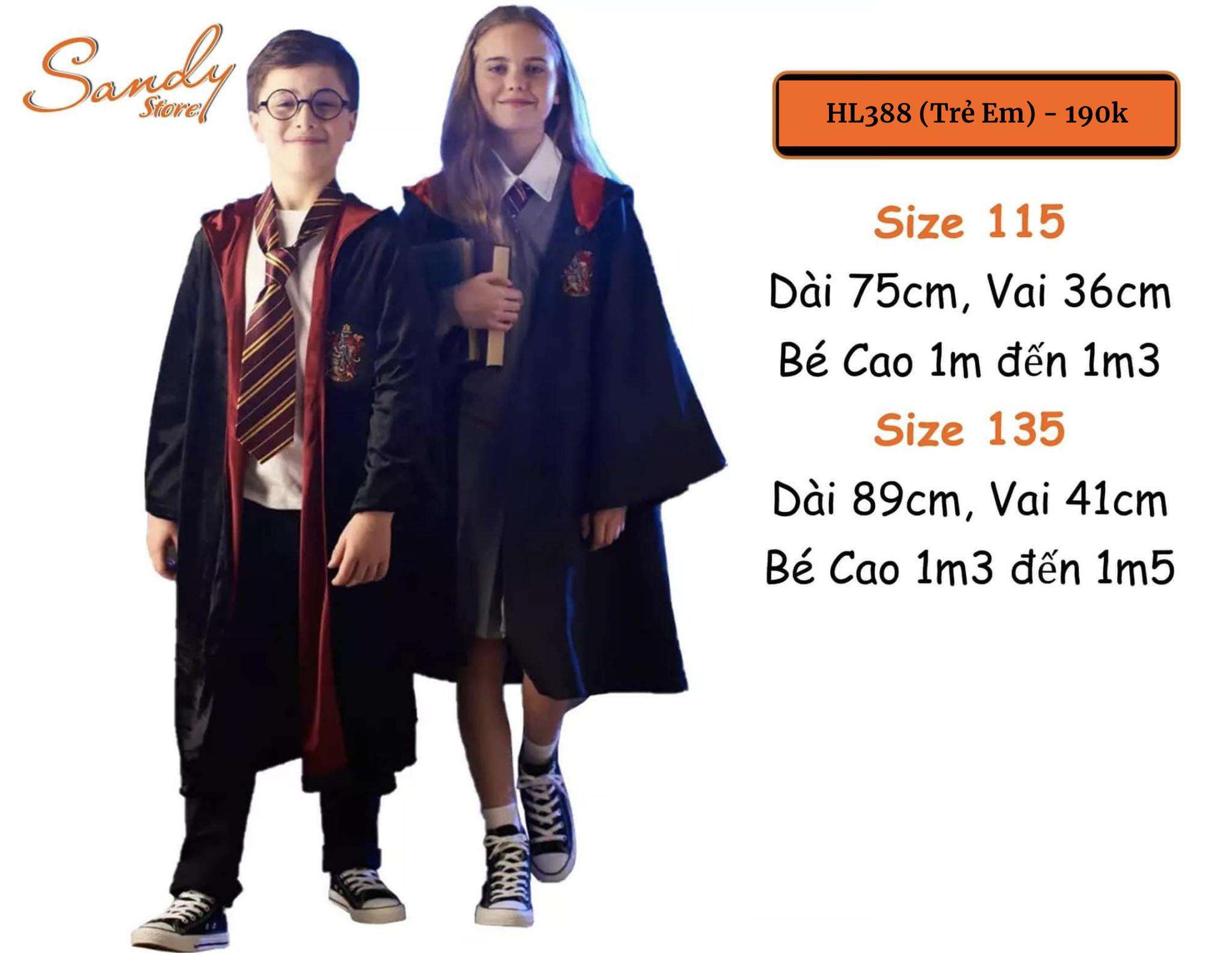 HL388 - Áo Choàng Harry Potter Trẻ Em