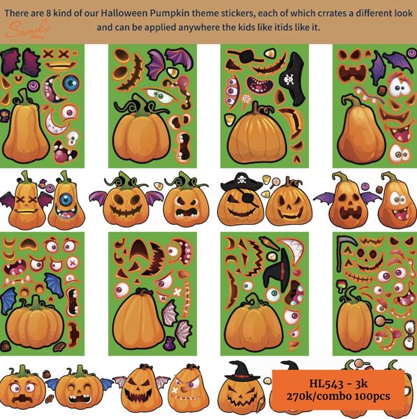 HL543 - Sticker Trang Trí Bí Ngô (size A5)