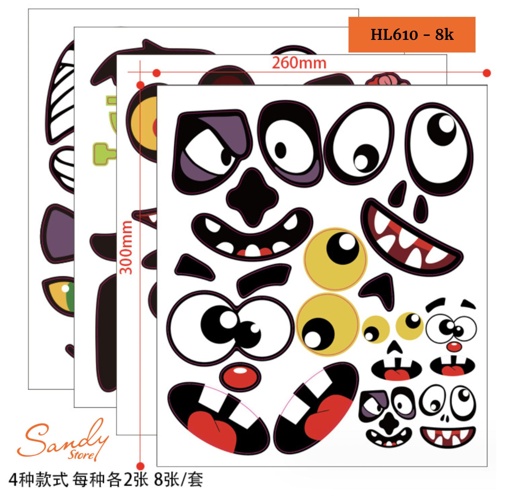 HL610 - Sticker Trang Trí Bí Ngô Nhiều Màu