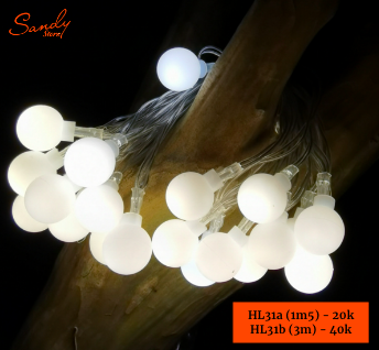 HL31a - Dây Đèn Tròn Trắng (1,5m - 10 đèn)