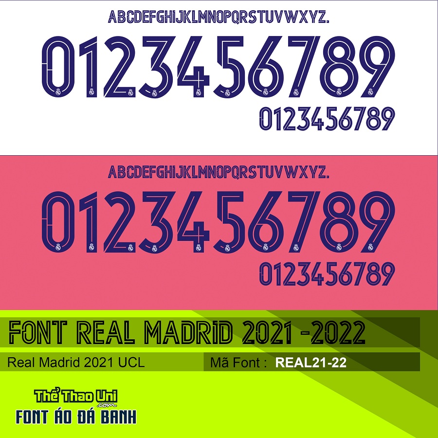 Font Số Real Madric 2021 - 2022 Champion League