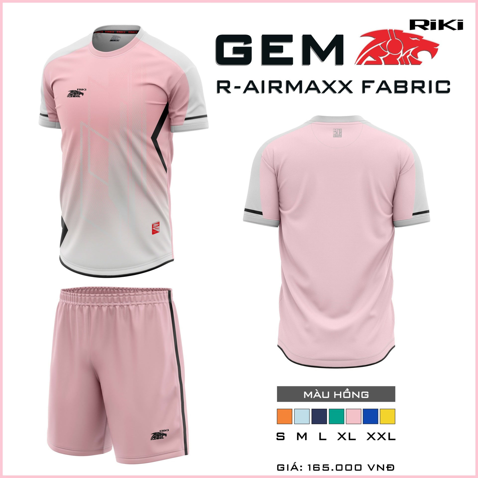 Áo Đá Bóng Riki Gem Hồng Xám Thethaouni