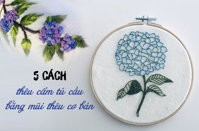 Hướng dẫn thêu đâm xô hoa hồng đơn giản