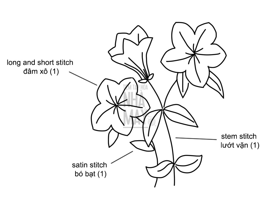 Thêu hoa dạ yến thảo - hoa của những tâm hồn mộng mơ (có mẫu in)