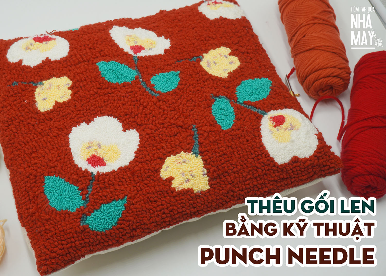 Thêu gối len bằng kỹ thuật punch needle