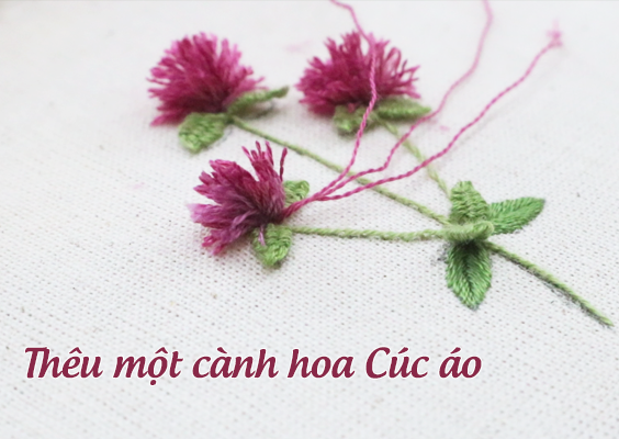 Thêu một cành hoa Cúc áo (có mẫu in)