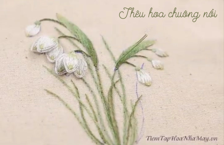 Thêu hoa chuông nổi cho người mới bắt đầu