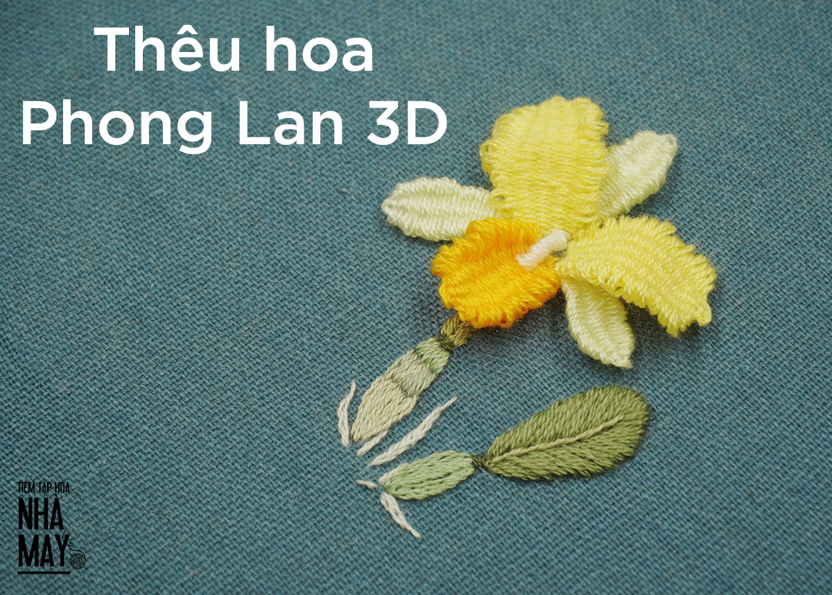 Thêu hoa Phong Lan 3D (có mẫu in)