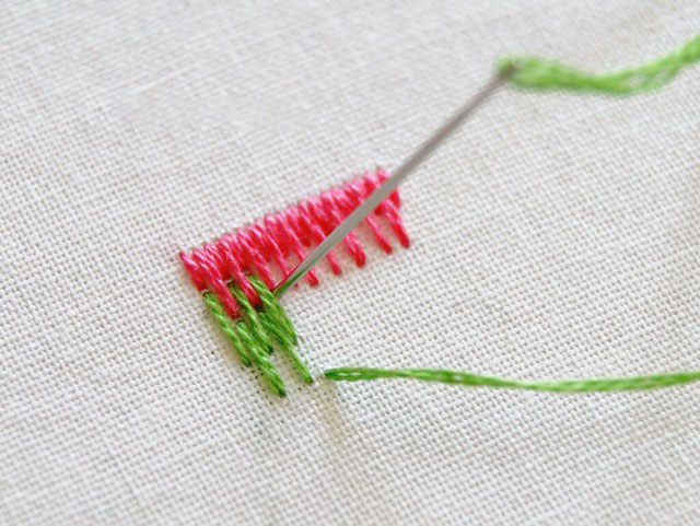 Hướng dẫn và ứng dụng mũi thêu đâm xô (Long & short stitch)