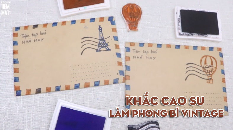 khắc cao su làm phong bì handmade