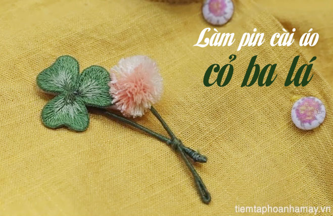 Làm pin cài áo đơn giản hình cỏ ba lá