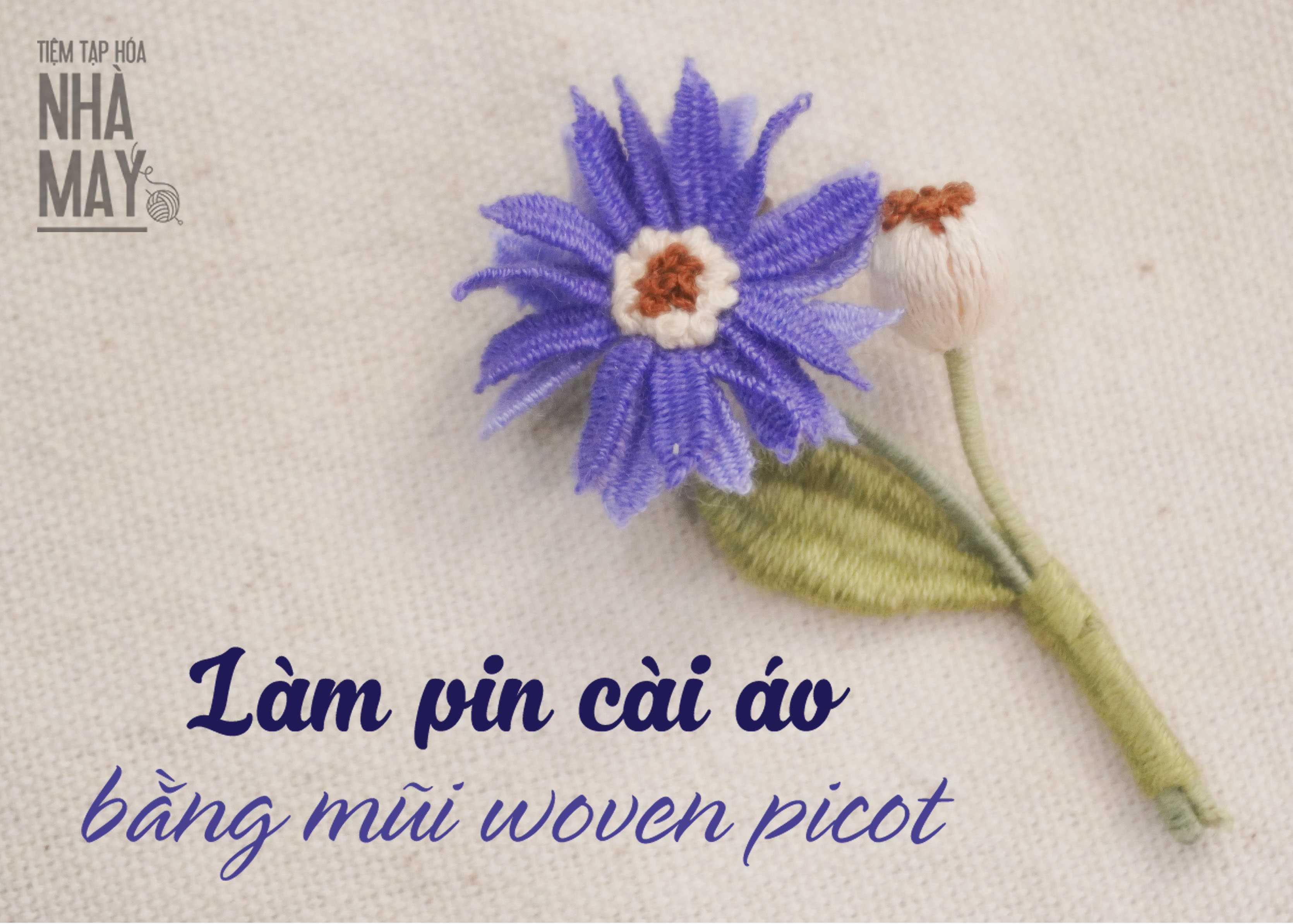 Hướng dẫn thêu pin cài áo hoa 3D