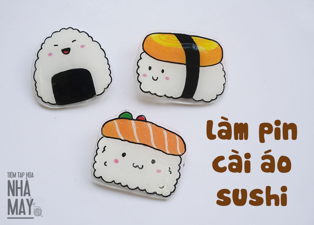 Hướng dẫn làm pin cài áo hình sushi siêu dễ | Tiệm Tạp Hóa Nhà May