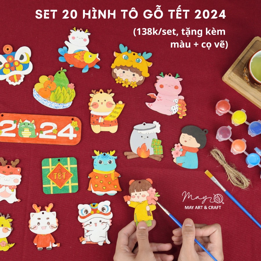 Set tô gỗ trang trí Tết 2024