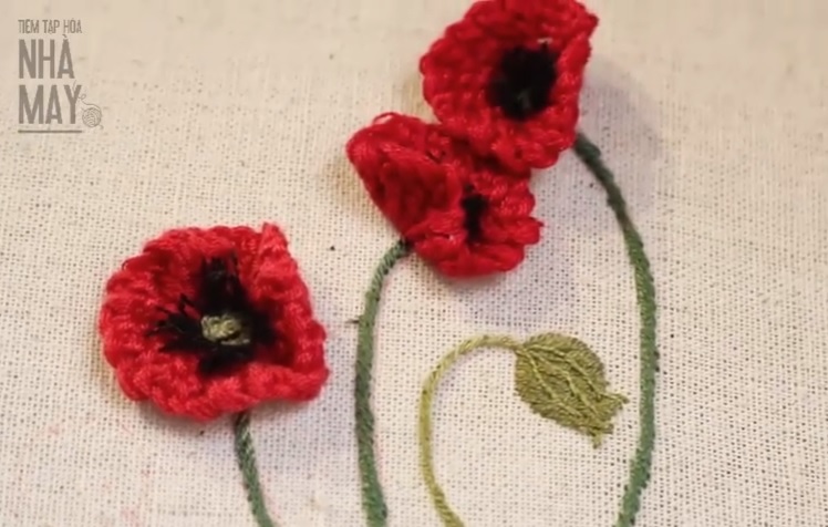 Thêu hoa nổi bằng mũi Detached Buttonhole stitch