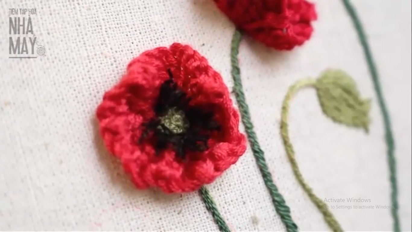 Thêu hoa nổi bằng mũi Detached Buttonhole stitch