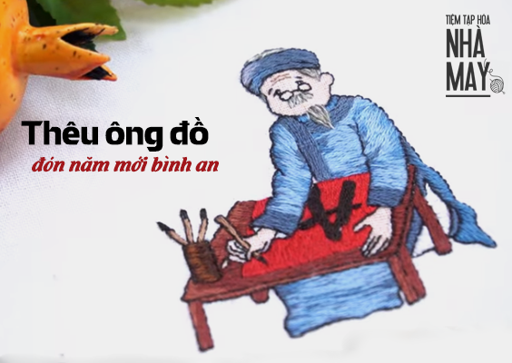 Hướng dẫn thêu ông đồ đón năm mới bình an (có mẫu in)