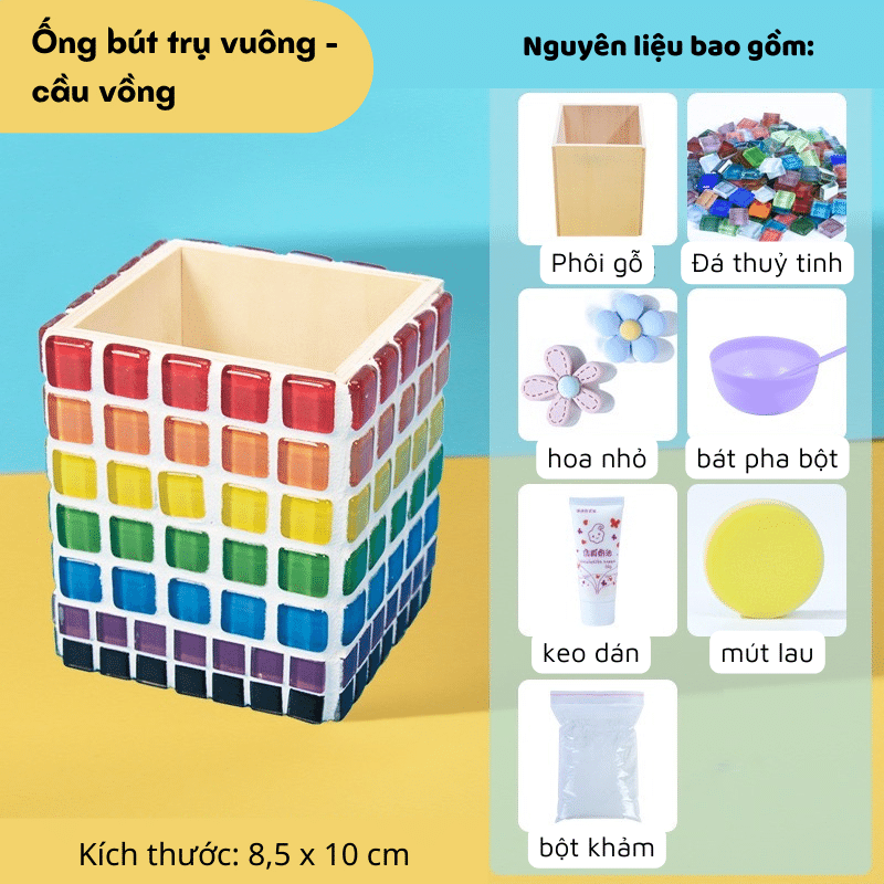 Set khảm đá mosaic 3D (trang trí lọ hoa, ống bút)
