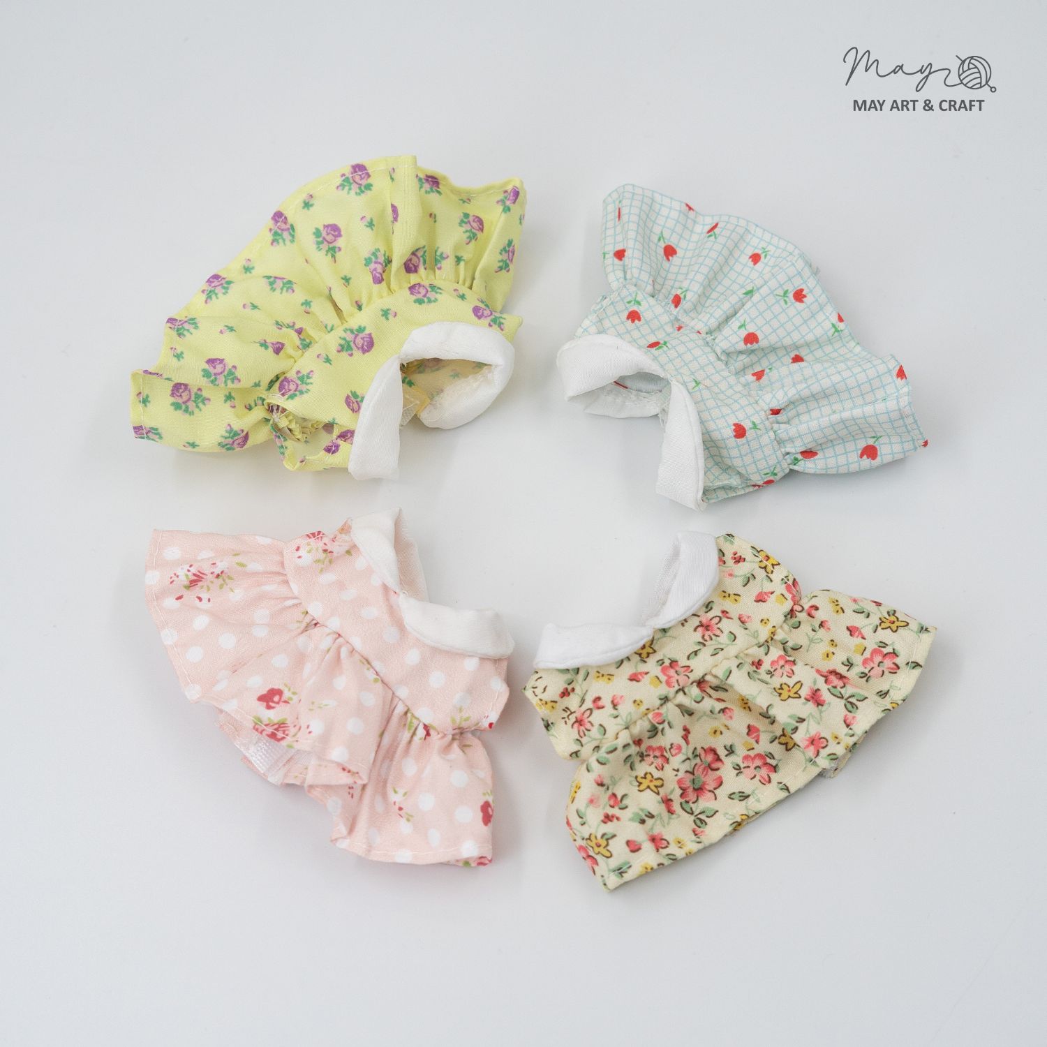 Váy liền cổ sen sát nách cho búp bê/gấu bông 15 -16 cm (Nhập khẩu)