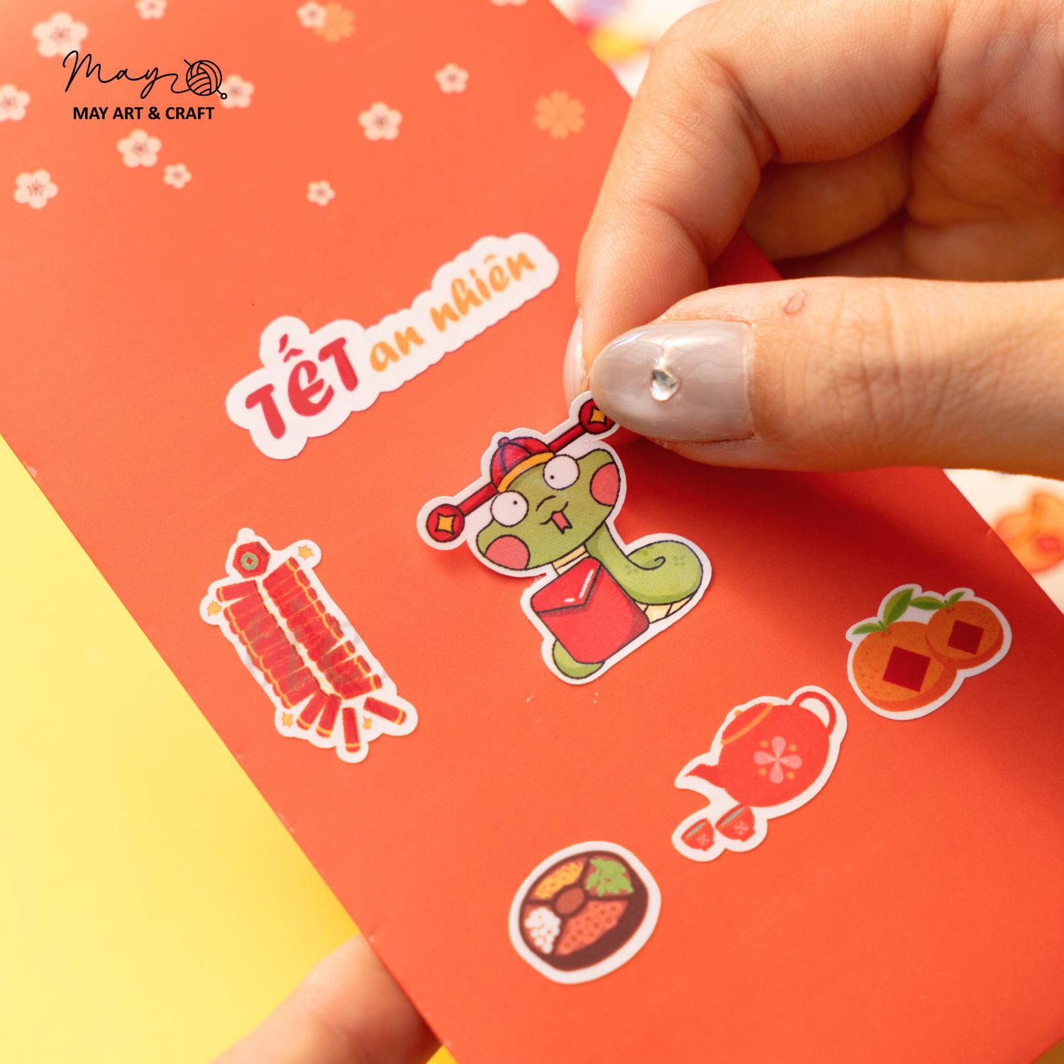 Set trang trí lì xì Tết (20 phôi lì xì + hơn 150 hình sticker)