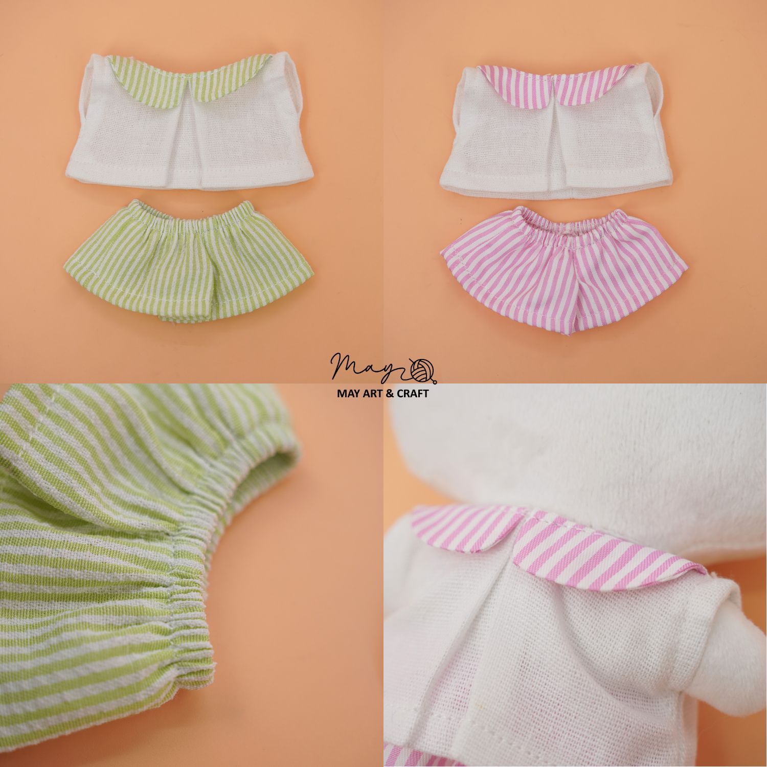 Set quần áo cổ sen cho thú bông mini