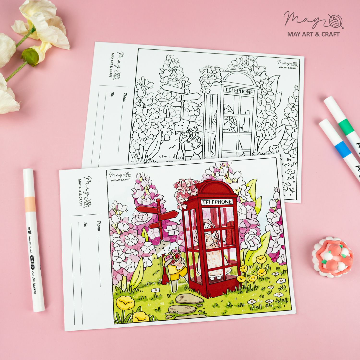Bộ tranh tô màu postcard 4 mùa lễ hội