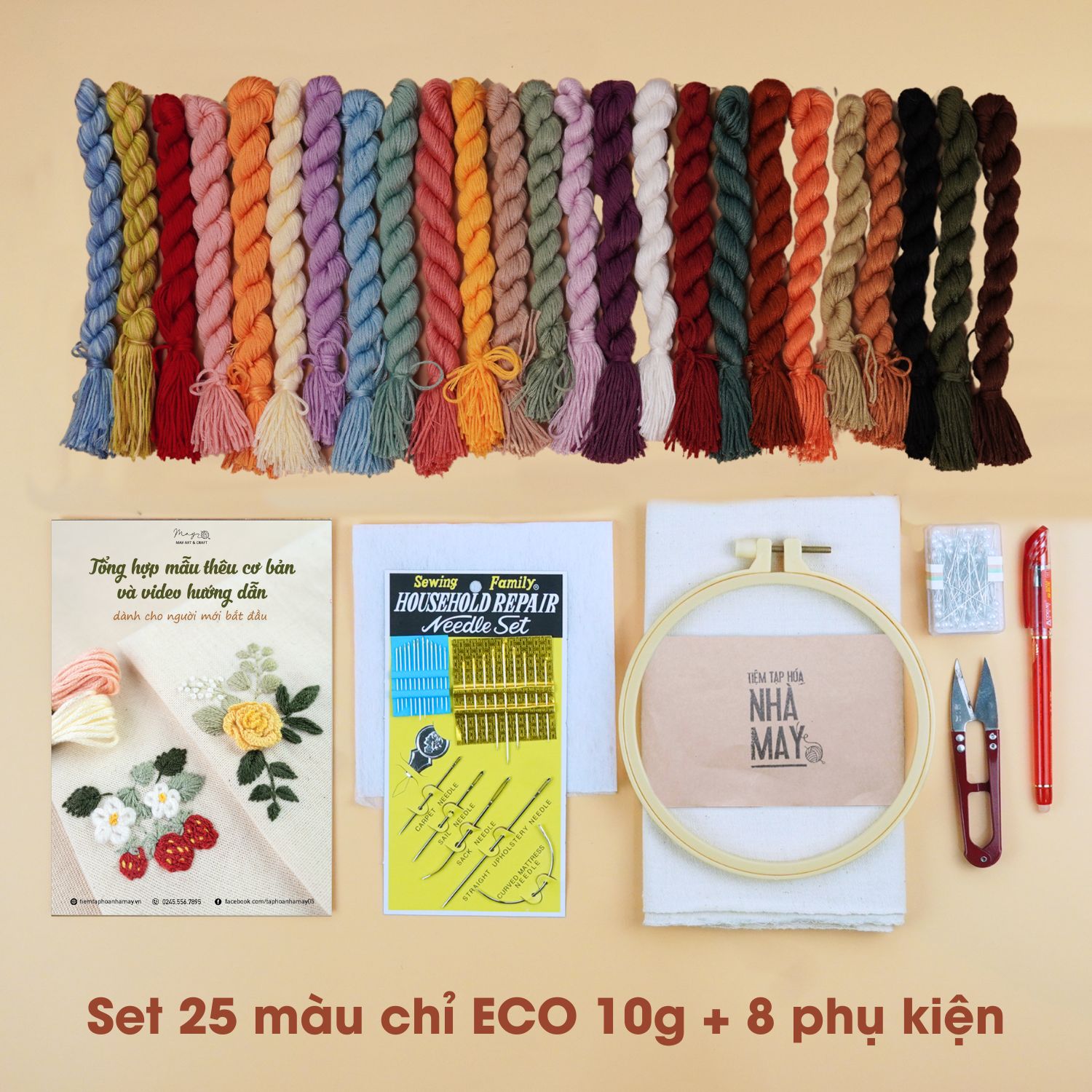 Set thêu tiết kiệm - set dụng cụ thêu cơ bản cho người mới bắt đầu