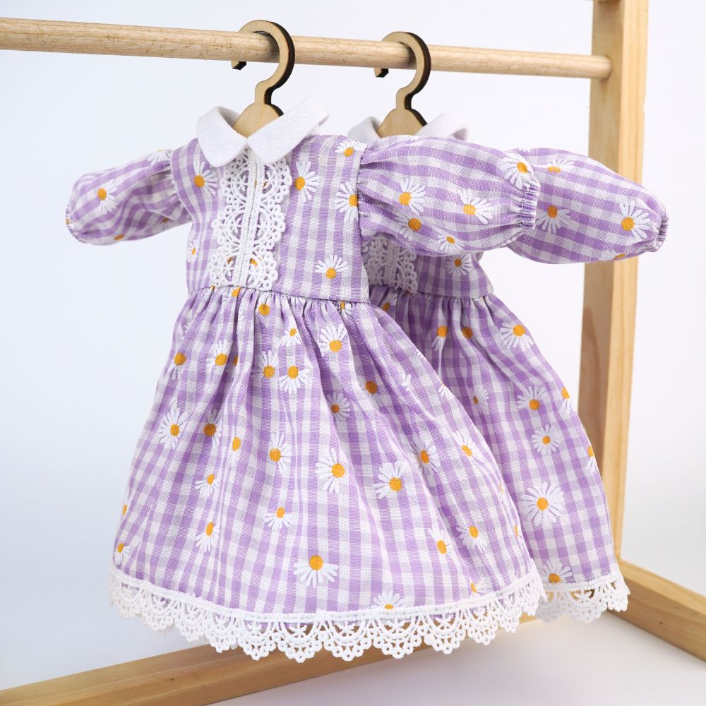 Váy xòe cổ sen phối ren cho thú bông (nhiều màu sắc hoạ tiết)