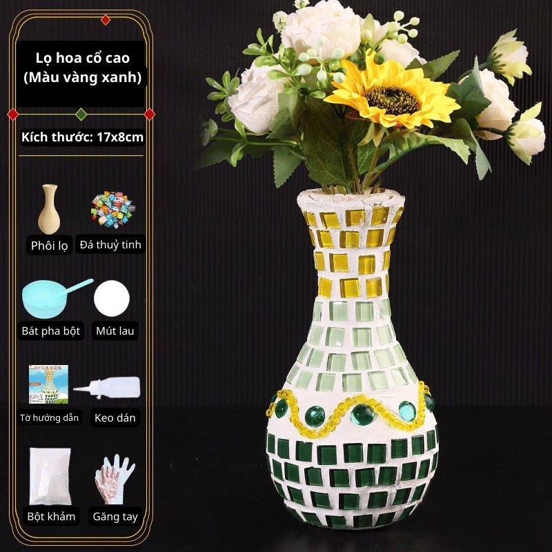 Set khảm đá mosaic 3D (trang trí lọ hoa, ống bút)