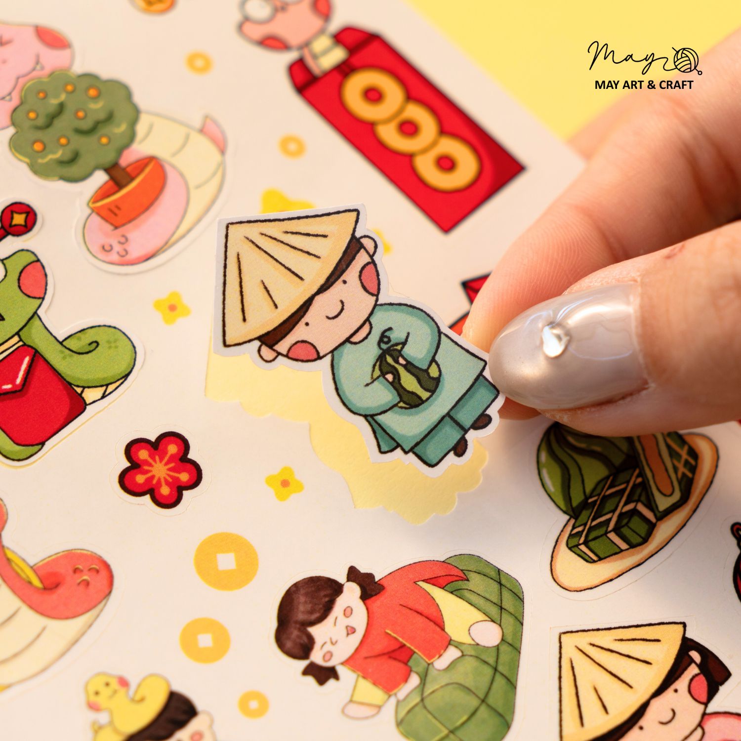 Set trang trí lì xì Tết (20 phôi lì xì + hơn 150 hình sticker)