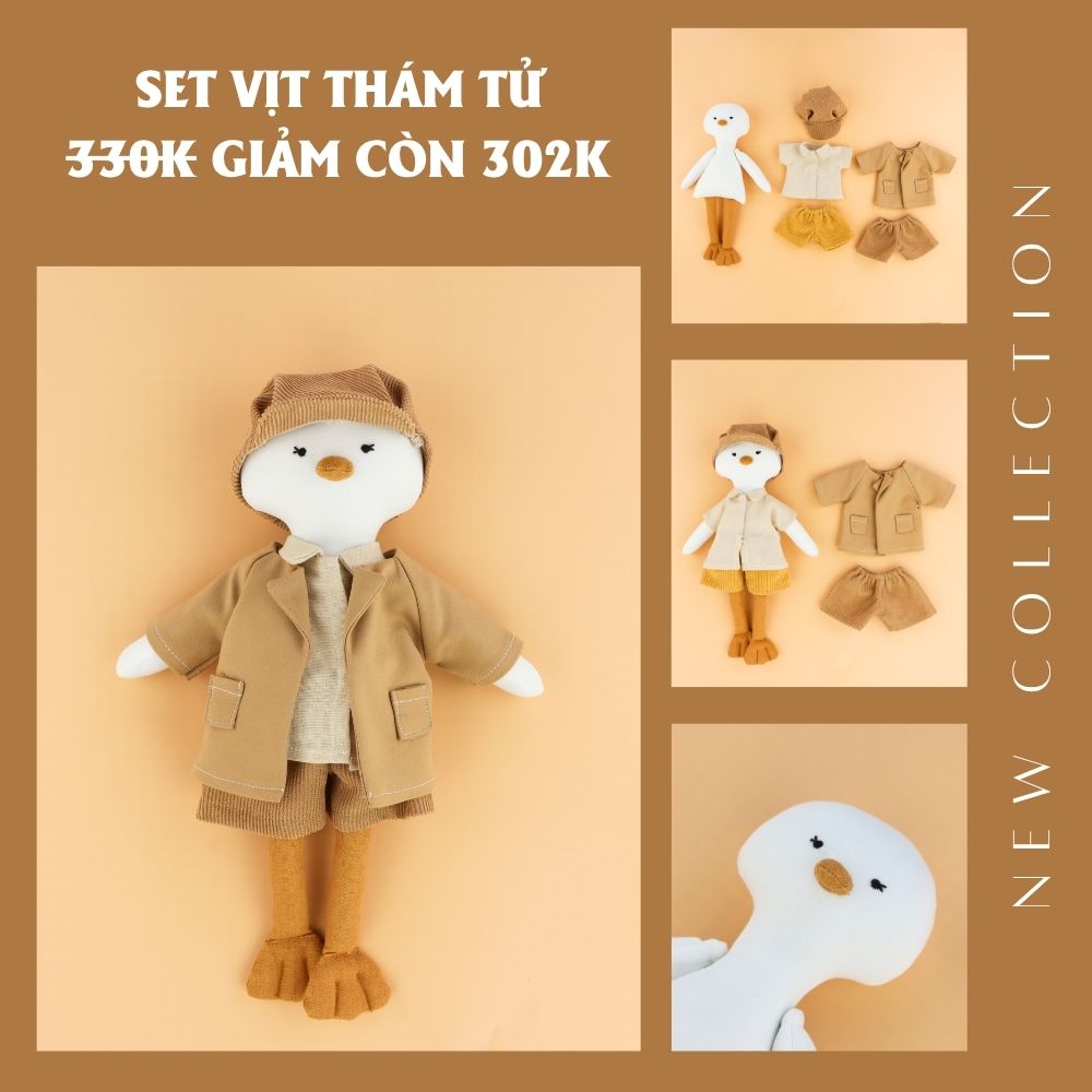 Combo thú bông vải vịt thám tử