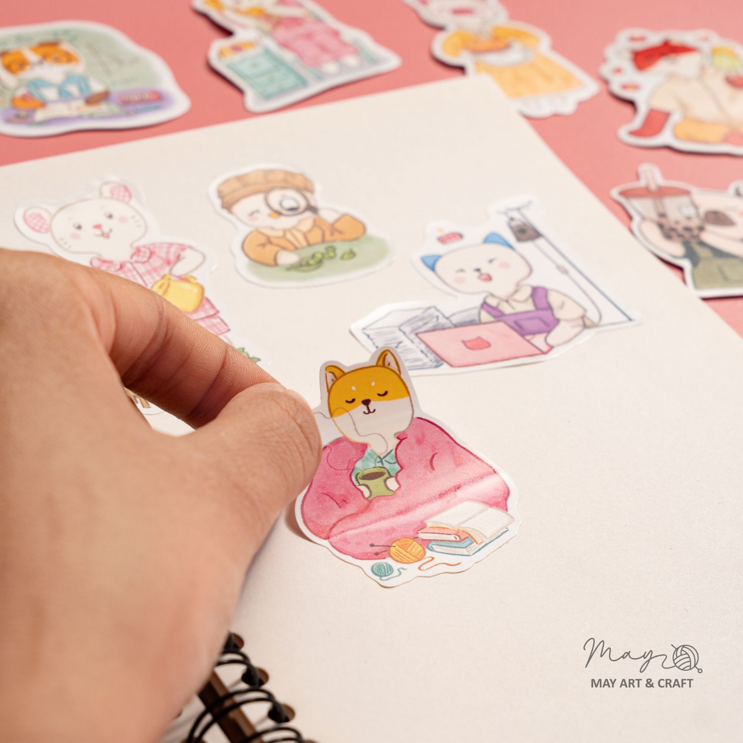 Bộ sticker 10 hình thú bông vải Tiệm Tạp Hóa Nhà May